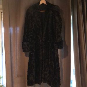 Vintage Faux Fur Black Dress Coat